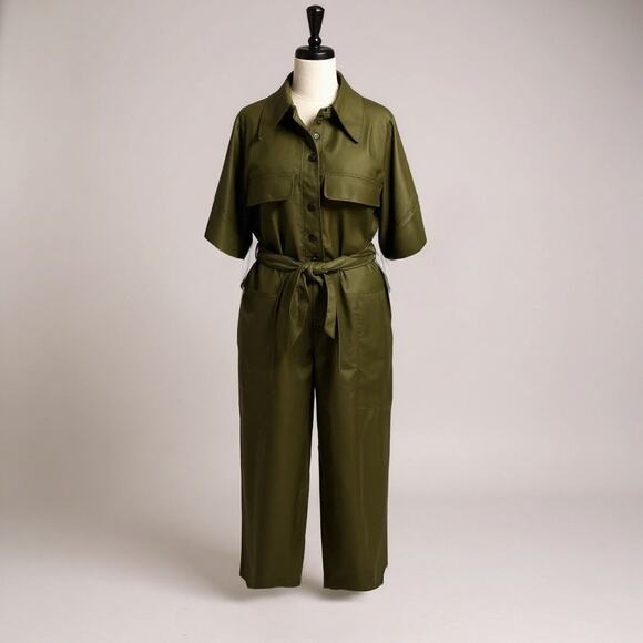 Banana Republic Luxe Belted Jumpsuit in Olive Green - Picture 5 of 8